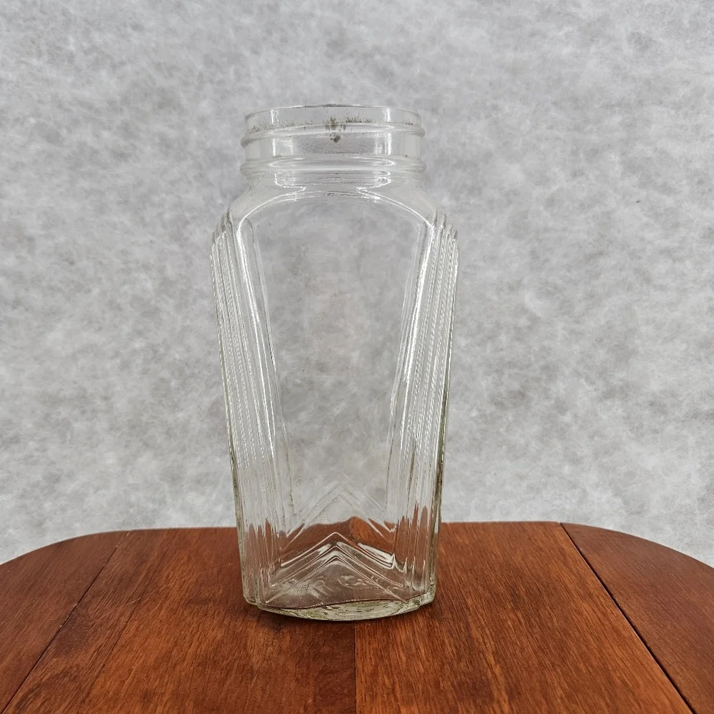 Vintage Hazel Atlas ribbed jar Pat 8078 clear glass 8